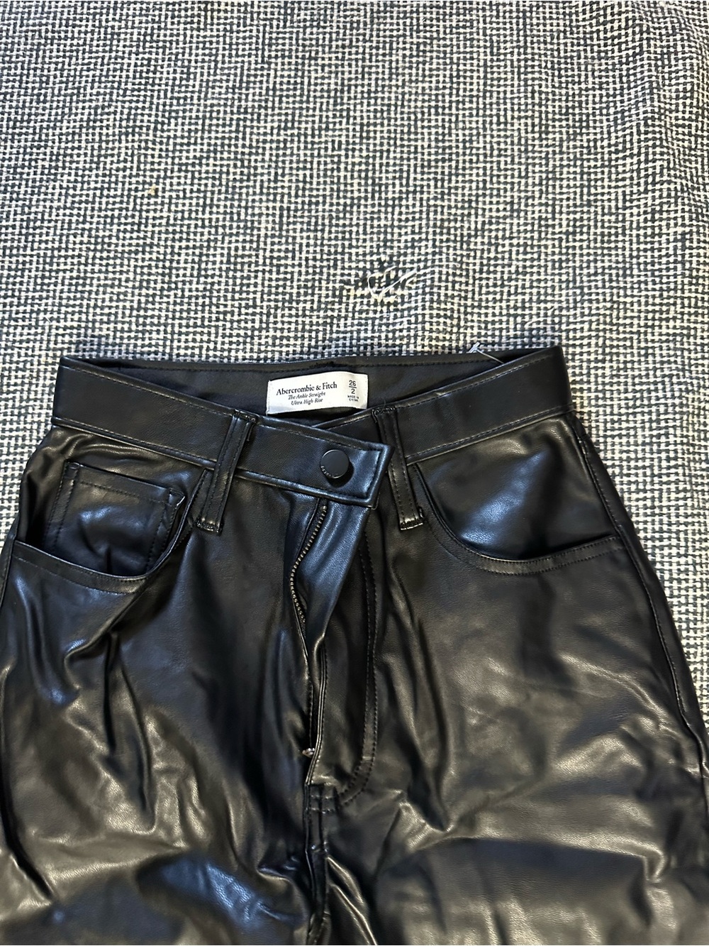 Abercrombie & Fitch Black Faux Leather Straight-Leg Pants - Picture 2 of 4